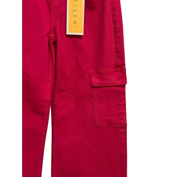 Risen Cargo Jeans Womens 7/28 Fuchsia Pink Wide Leg Utility Y2K Streetwear Bold - Picture 8 of 13